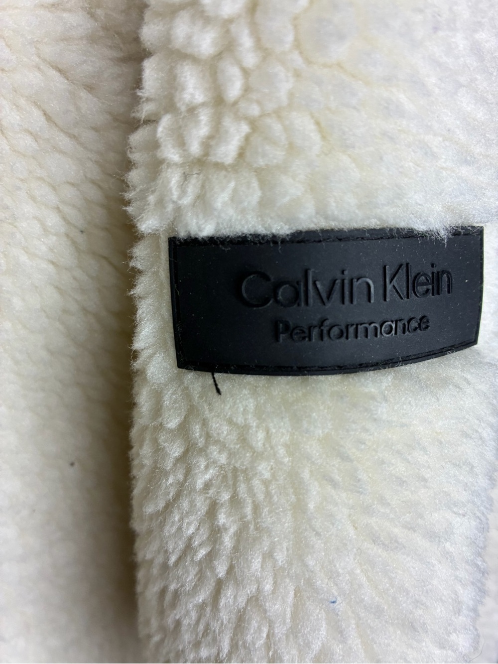 Calvin Klein Cream Sherpa Jacket with Neon Yellow Accents